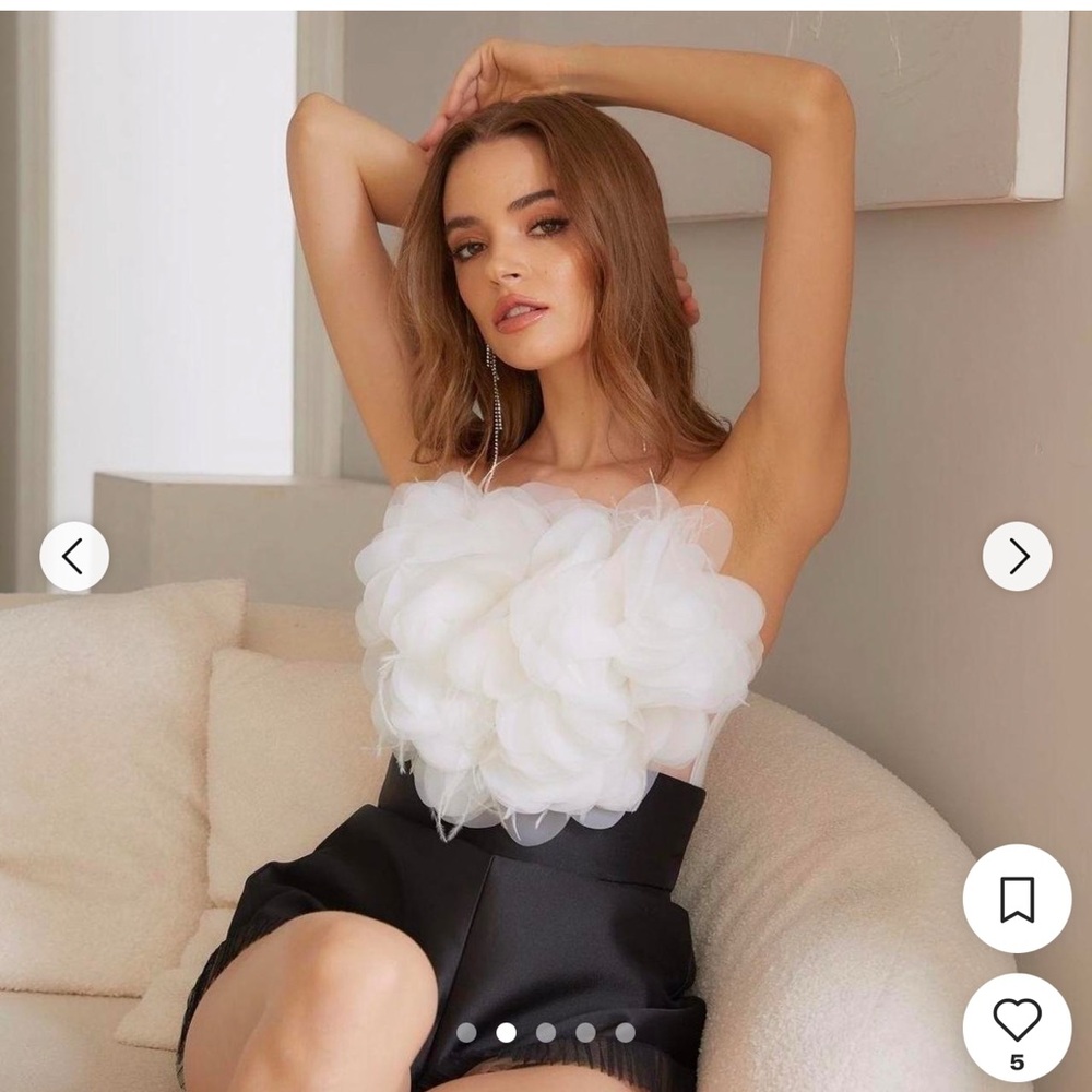 Floral Tribute Bustier Elegant White Strapless by Par Violet